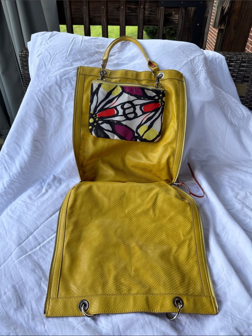 Floral Print Tote Bag with Yellow Trim - Picture 4 of 6